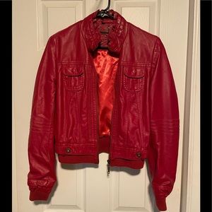 Faux leather bomber jacket